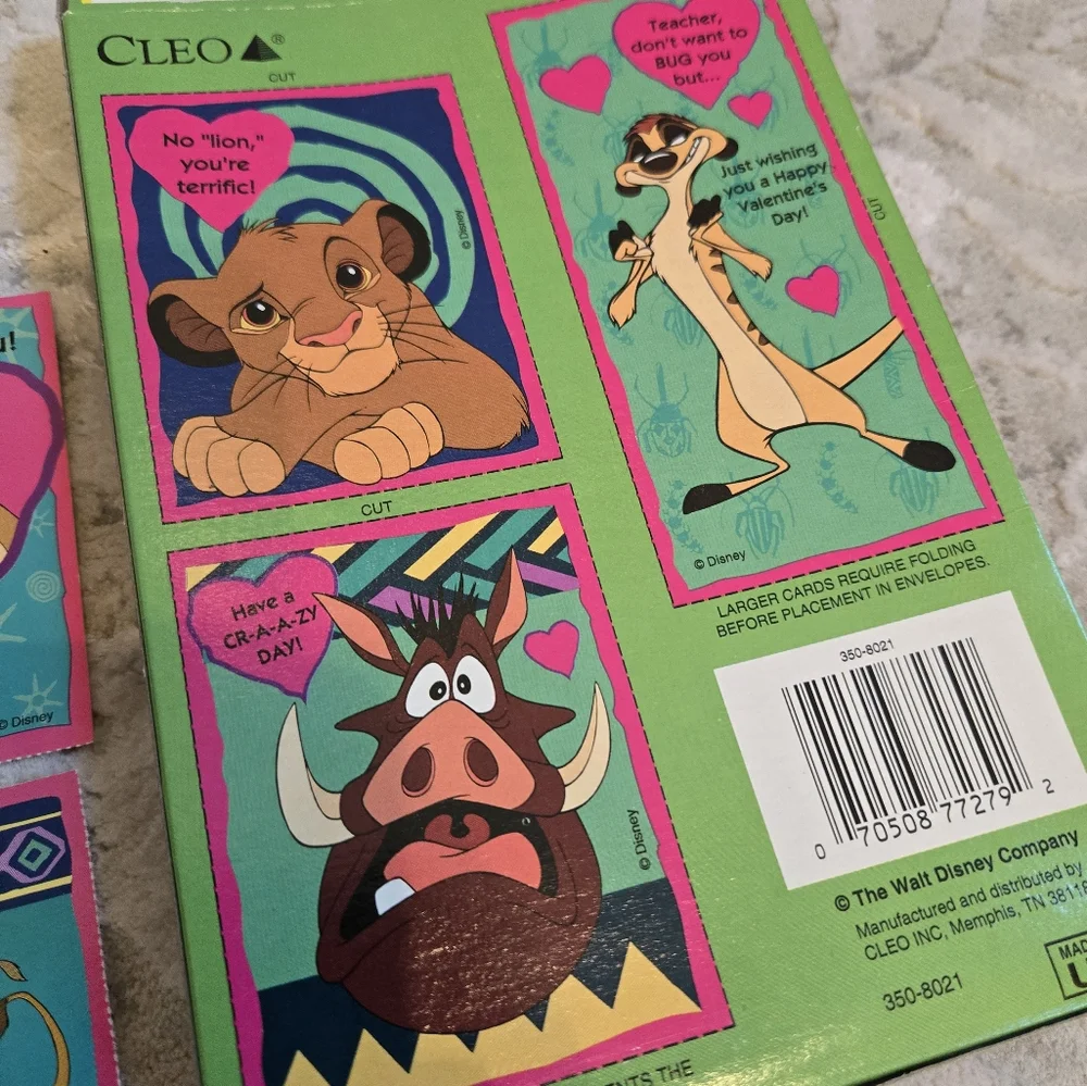 20 Vintage 1990s Lion King Valentine's Day Cards With Original Box